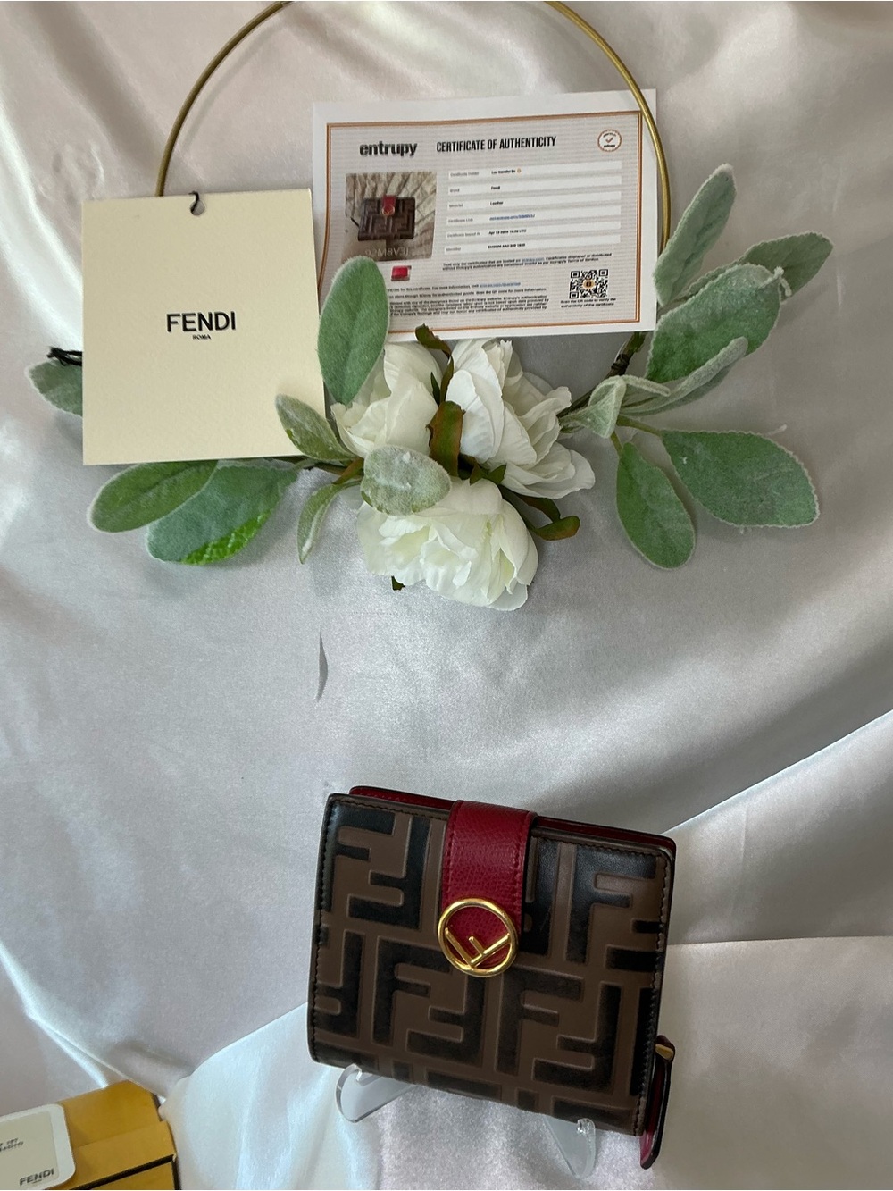 Preloved Fendi Zucca Bifold Compact Wallet with Box Tags COA
